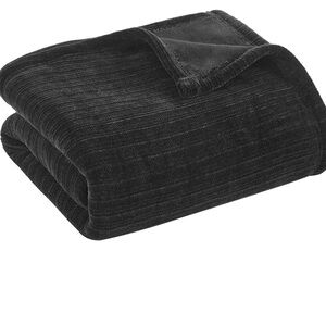 NEW Cozy Chenille Reverse to Plush Soft Couch Throw 60x50 BLACK by Mainstays
